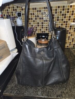 Coach Lexy Black Pebbled Leather Shoulder Bag